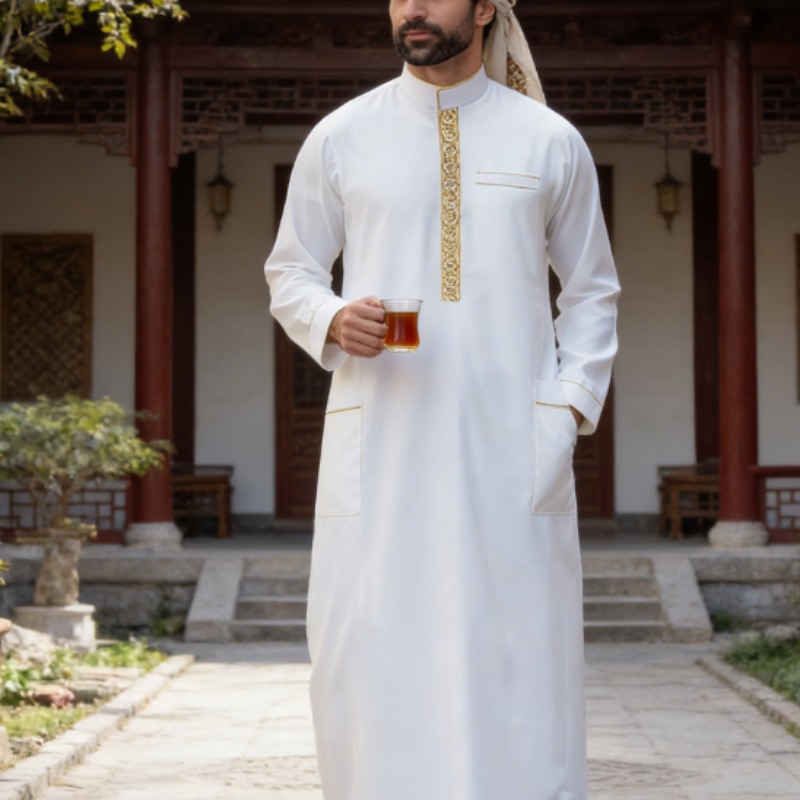 Thobe arabe pour hommes, brodé - Arabic Formal Wear Men avis et prix